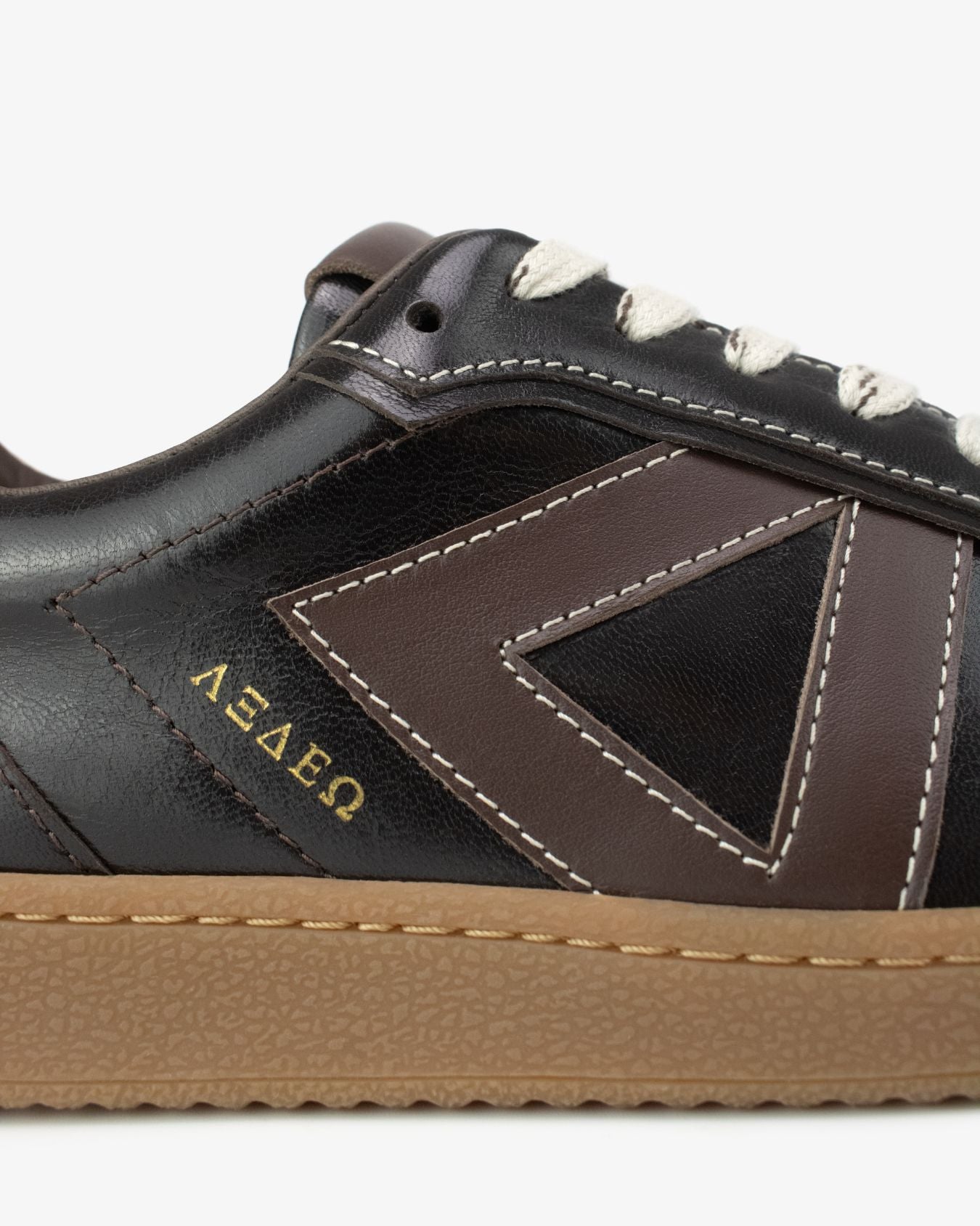 Hera Low Top Trainers - Patent Chocolate Brown Leather