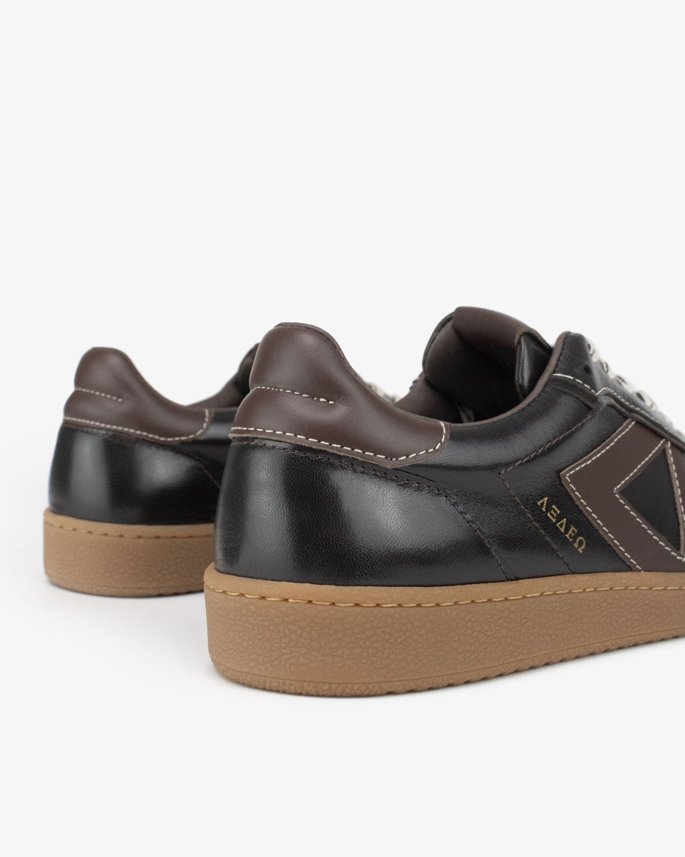 Hera Low Top Trainers - Patent Chocolate Brown Leather