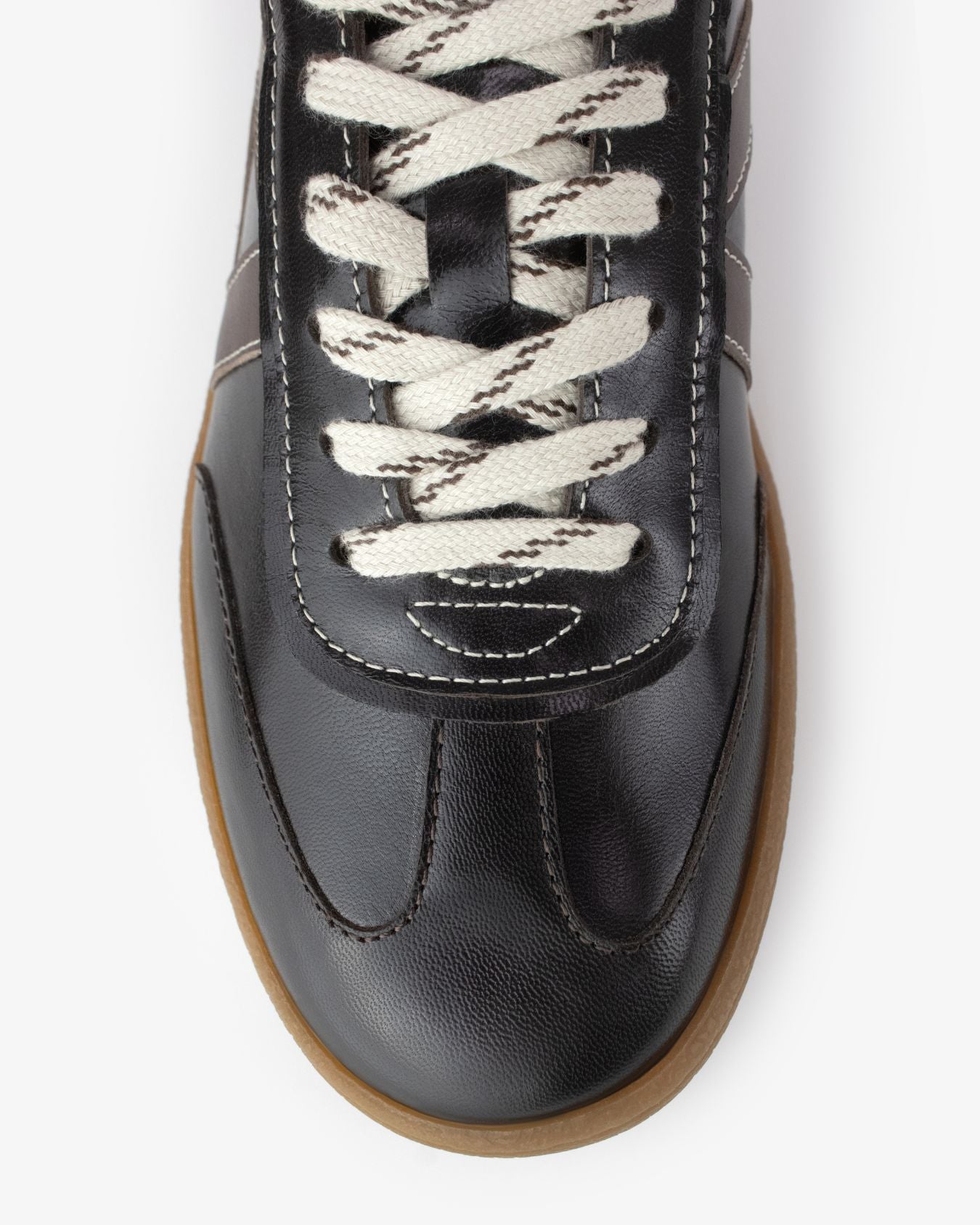 Hera Low Top Trainers - Patent Chocolate Brown Leather