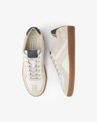 Leto Low Top Trainers - Stone Leather, Suede & Denim Blue Nubuck Leather