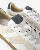 Leto Low Top Trainers - Stone Leather, Suede & Denim Blue Nubuck Leather