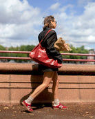 Hera Low Top Trainers - Scarlet Red Leather & Suede