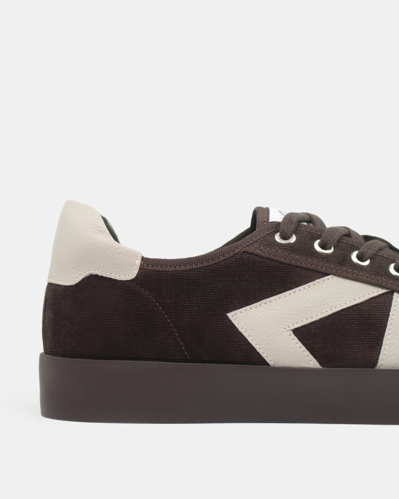AW25 Limited Edition Helios Low Top Trainers - Chocolate Corduroy & Stone Pebbled Leather