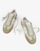 Hera Low Top Trainers - Taupe Leather, Olive Green Suede & Stone Leather