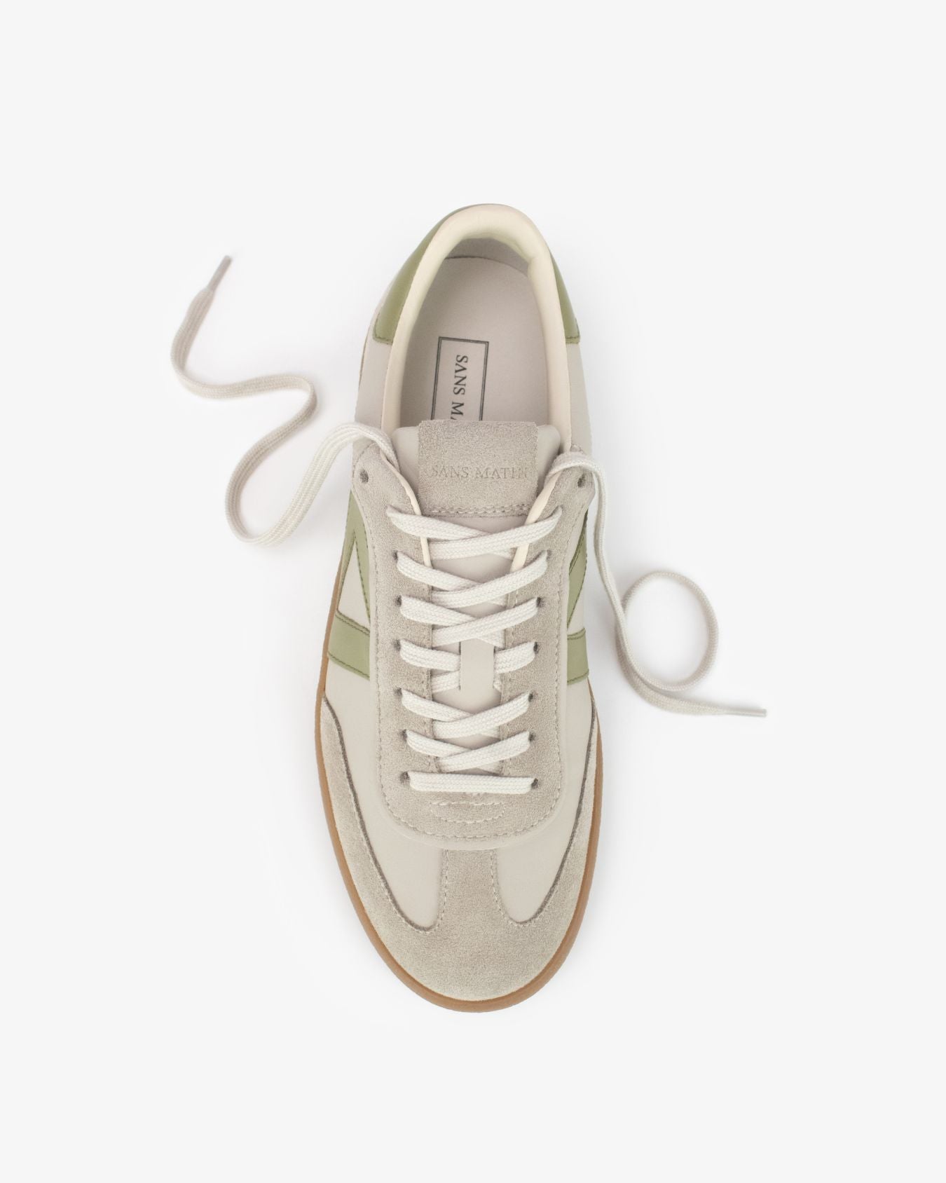 Hera Low Top Trainers - Sand Leather, Suede & Olive Green Leather