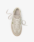 Hera Low Top Trainers - Sand Leather, Suede & Olive Green Leather