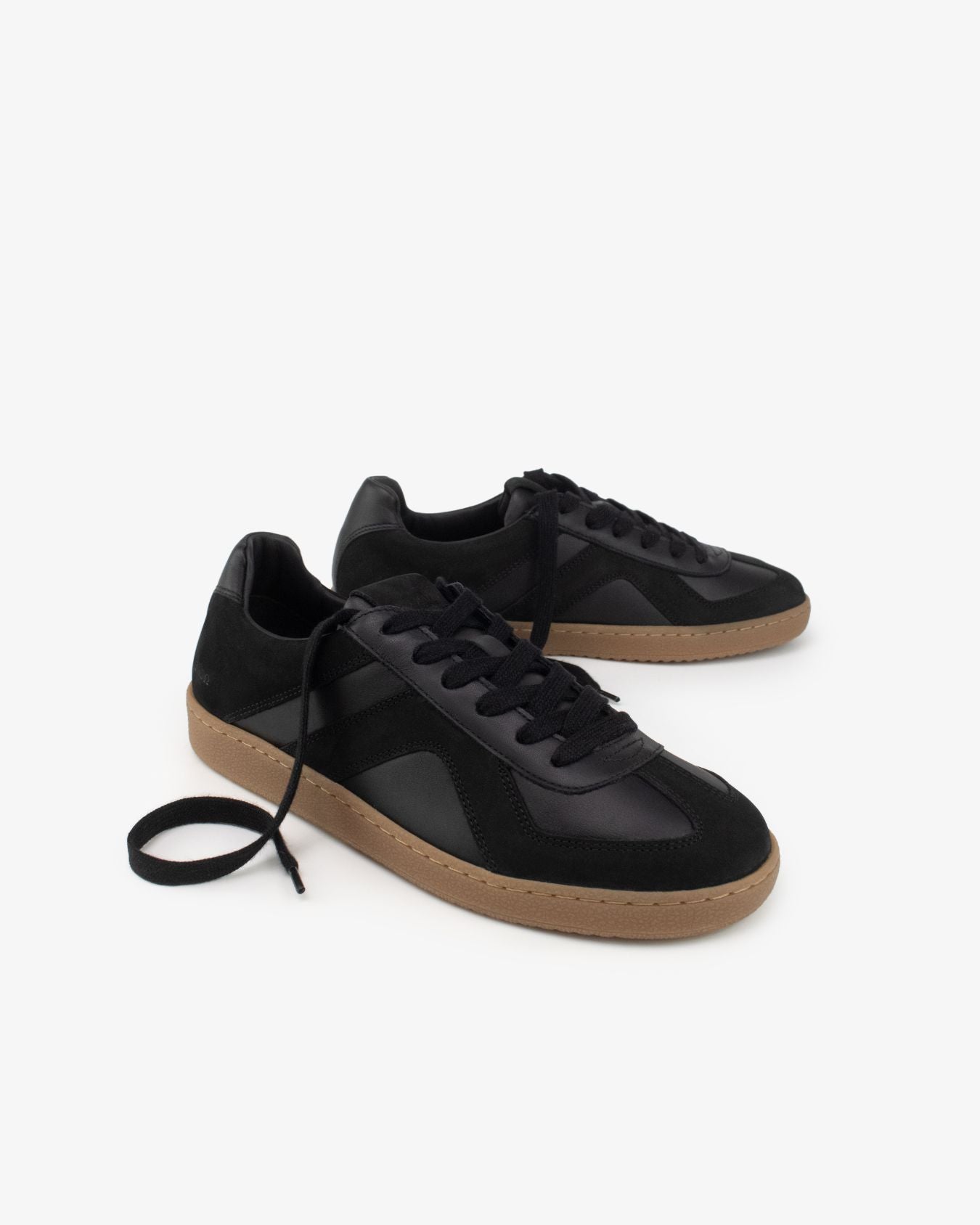 Leto Low Top Trainers - Black Leather & Nubuck Leather