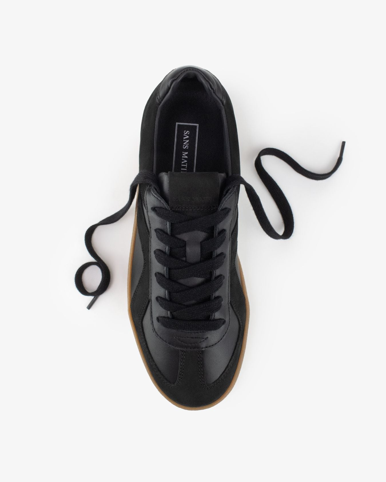 Leto Low Top Trainers - Black Leather & Nubuck Leather