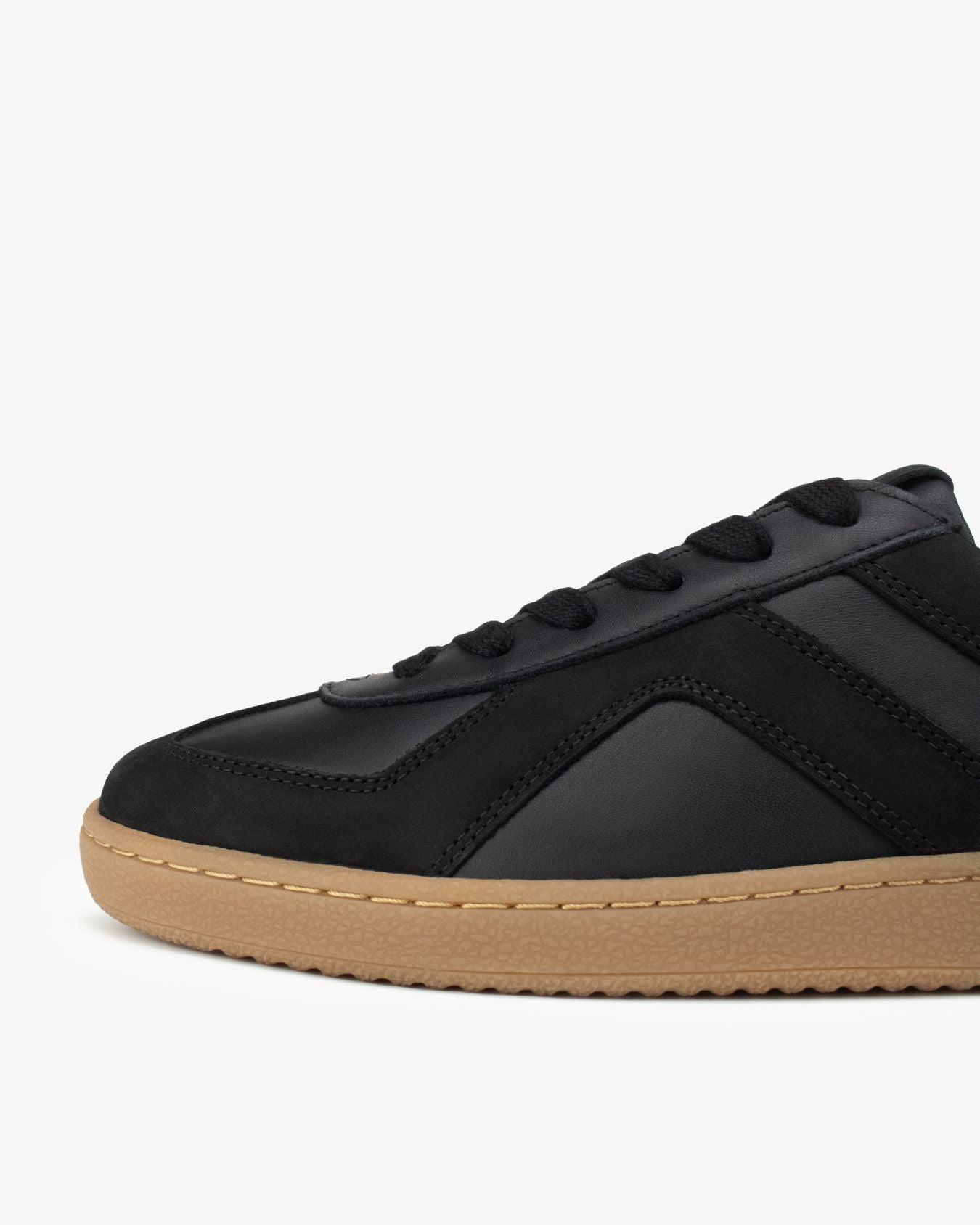 Leto Low Top Trainers - Black Leather & Nubuck Leather