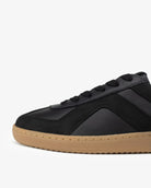 Leto Low Top Trainers - Black Leather & Nubuck Leather