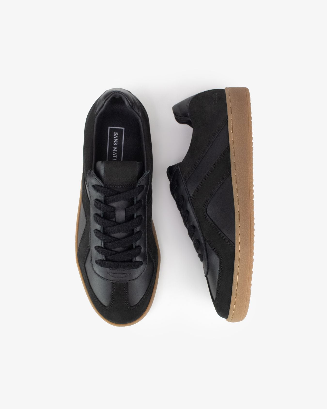 Leto Low Top Trainers - Black Leather & Nubuck Leather