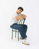 Hera Low Top Trainers - White Leather, Taupe Suede & Lime Green Pebbled Leather