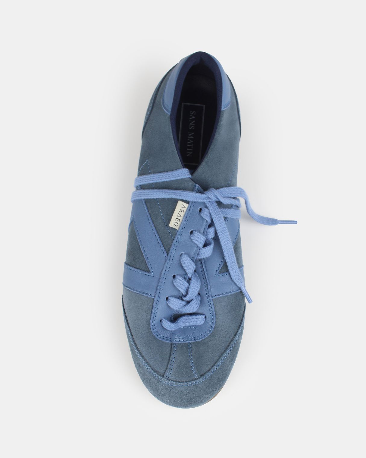 Iris Low Top Trainers - Denim Blue Suede & Leather