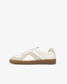 Leto Low Top Trainers - White Leather & Taupe Suede