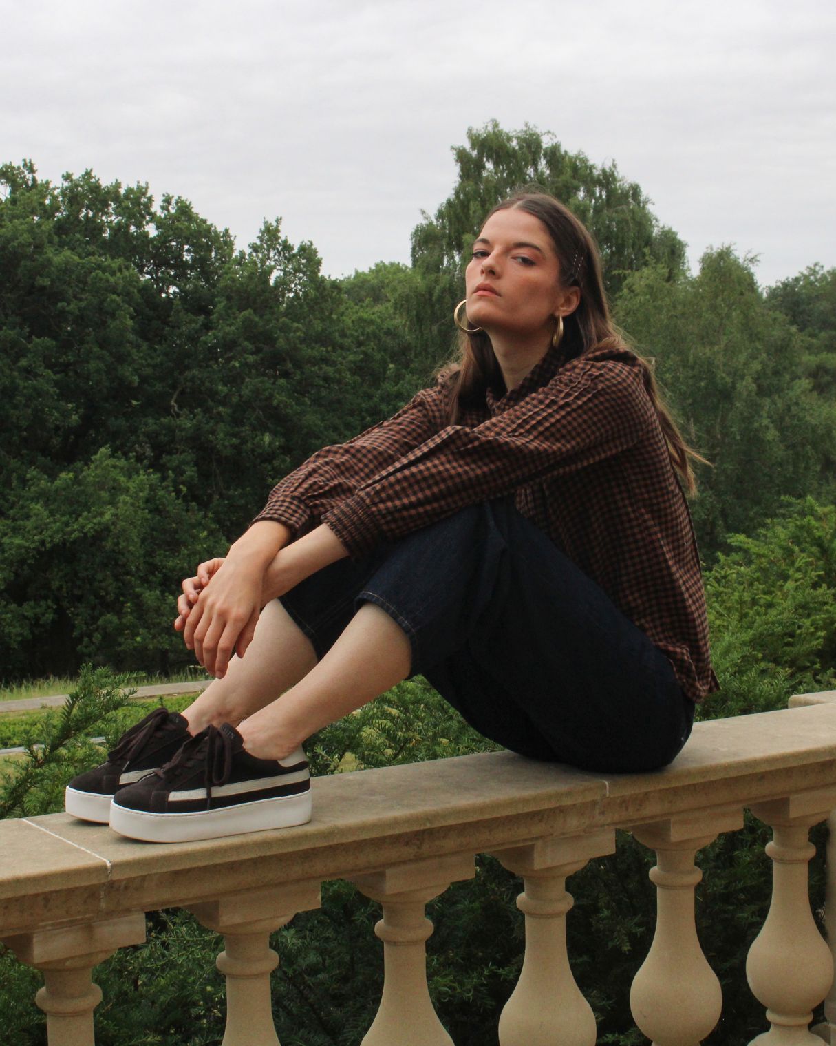 AW25 Limited Edition Gaia Platform Trainers - Chocolate Suede & Stone Pebbled Leather