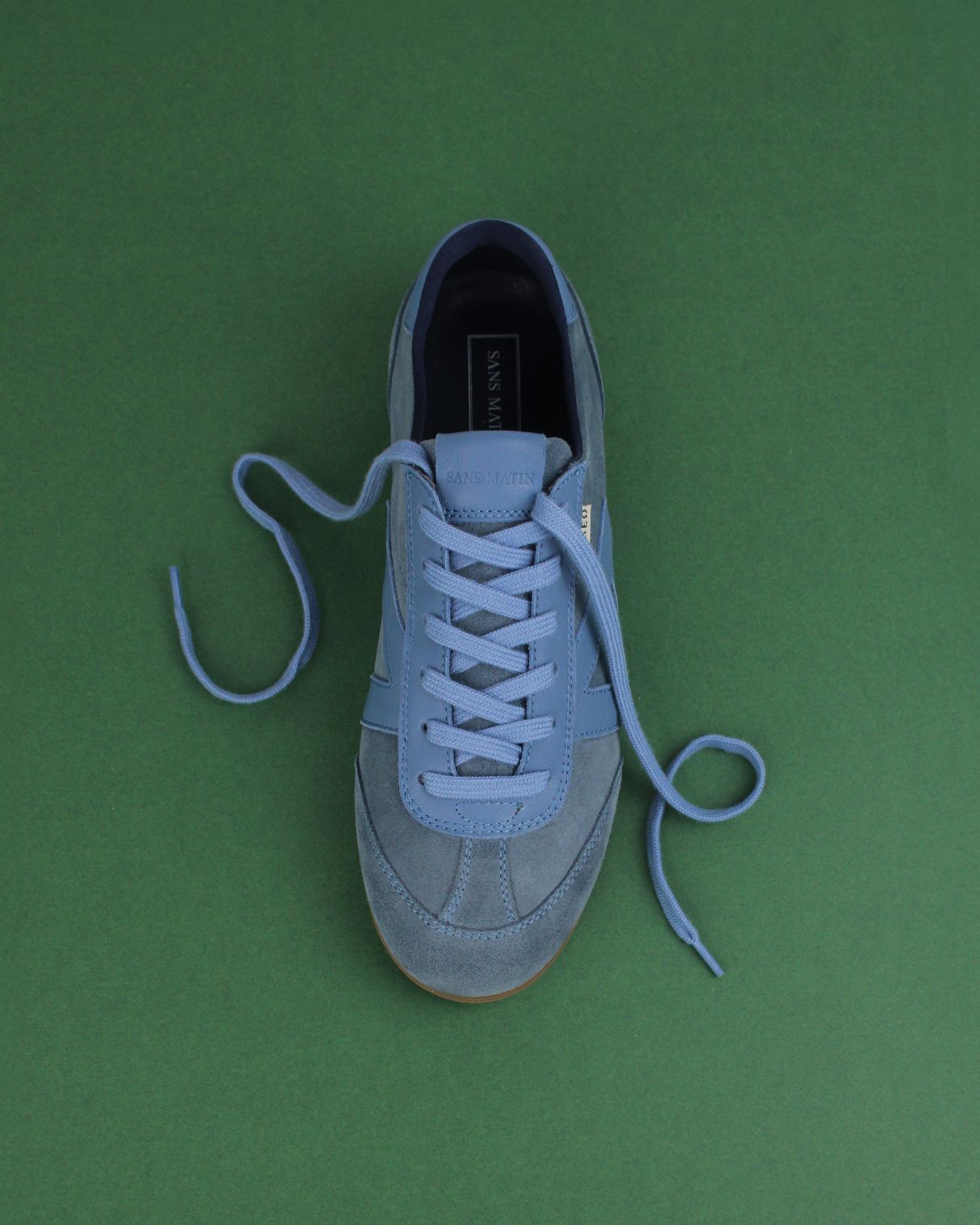 Iris Low Top Trainers - Denim Blue Suede & Leather