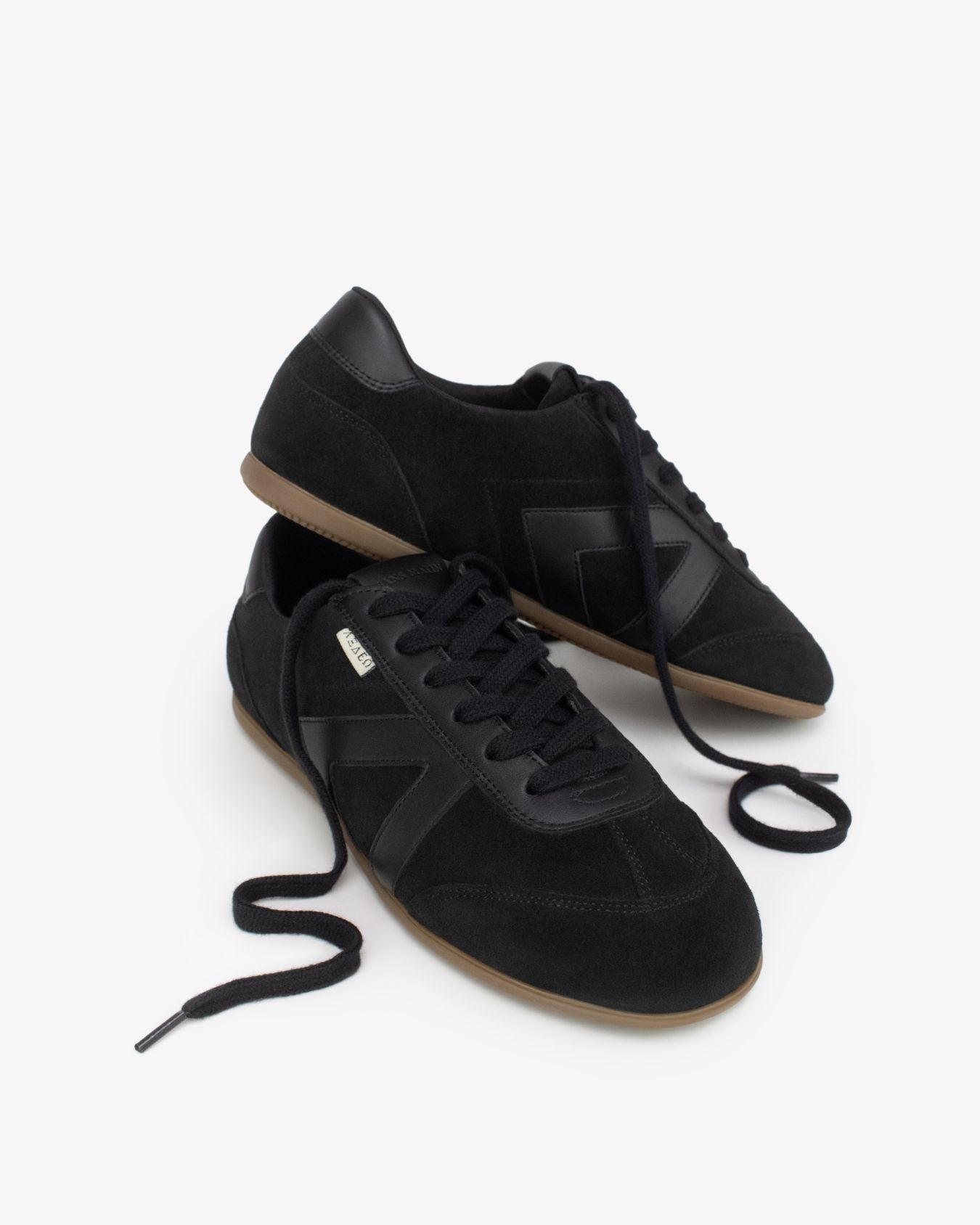Iris Low Top Trainers - Black Suede & Leather