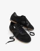 Iris Low Top Trainers - Black Suede & Leather
