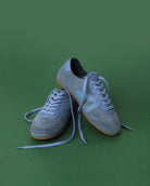Iris Low Top Trainers - Denim Blue Suede & Leather