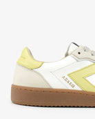 Hera Low Top Trainers - White Leather, Taupe Nubuck Leather & Butter Yellow Leather