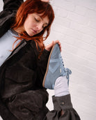 Iris Low Top Trainers - Denim Blue Suede & Leather