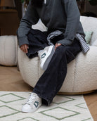 Nyx 01 Low Top Trainers - Pale Taupe Suede & Teal Green Nubuck Leather