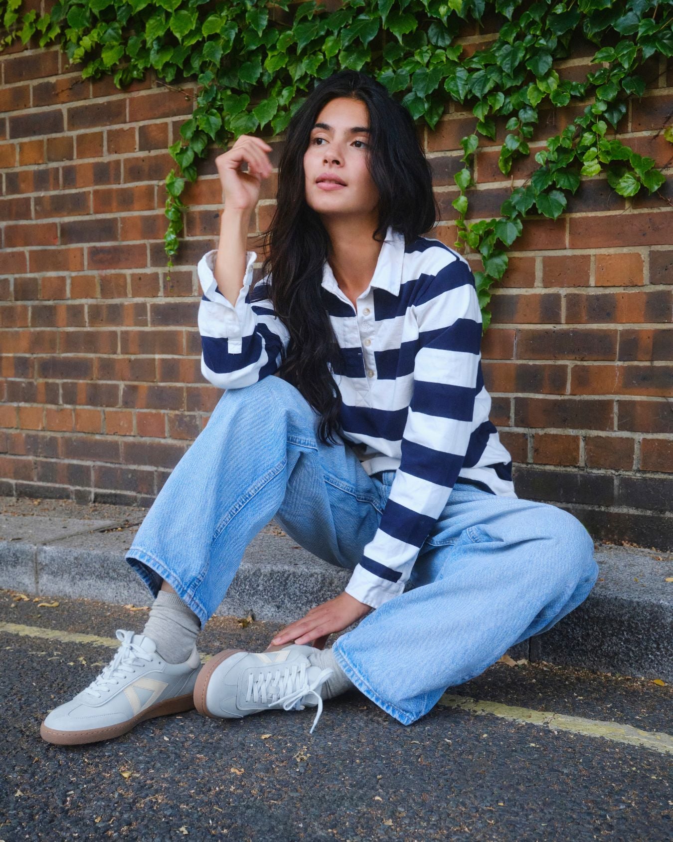 Hera Low Top Trainers - Sky Blue Leather & Taupe Nubuck Leather