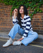 Hera Low Top Trainers - Sky Blue Leather & Taupe Nubuck Leather