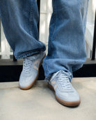 Hera Low Top Trainers - Sky Blue Leather & Taupe Nubuck Leather
