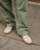 Leto Low Top Trainers - White Leather & Taupe Suede