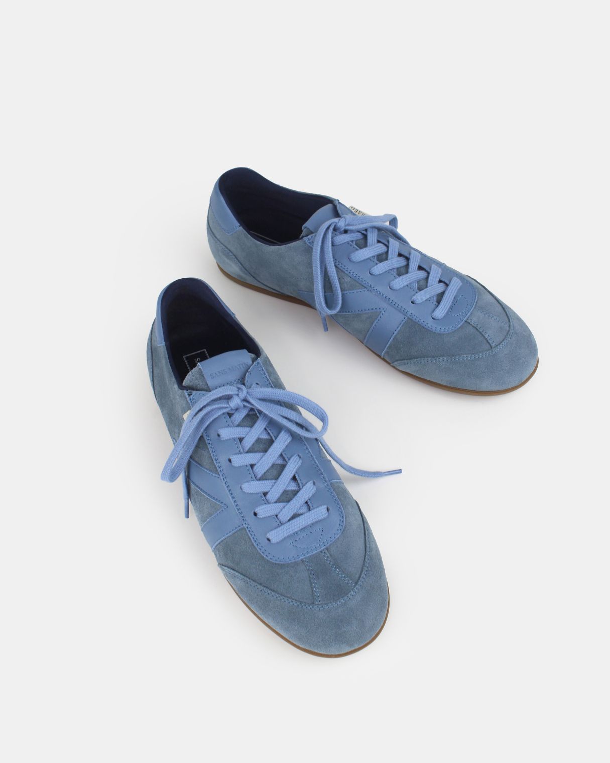 Iris Low Top Trainers - Denim Blue Suede & Leather