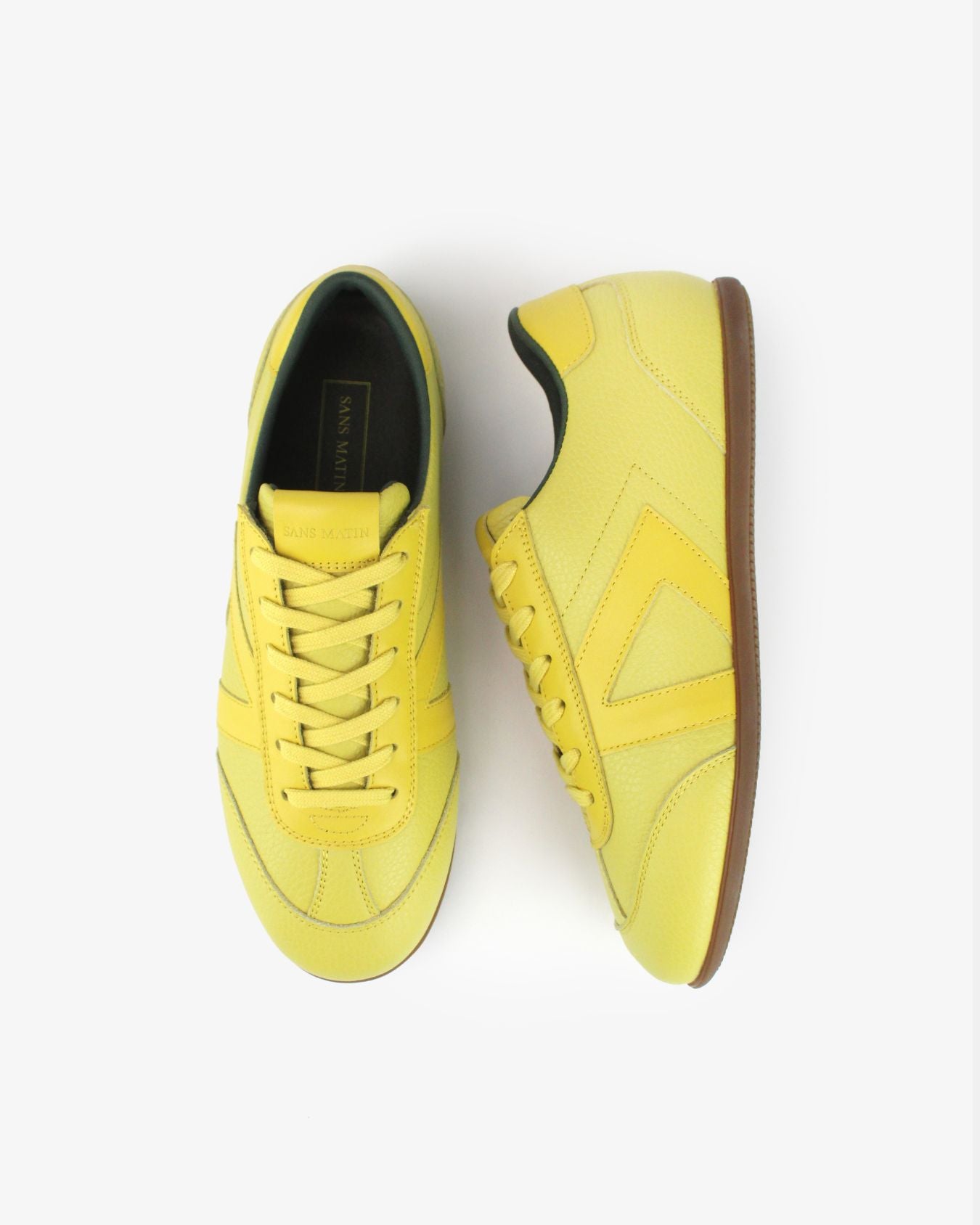 Iris Low Top Trainers - Lemon Yellow Pebbled Leather