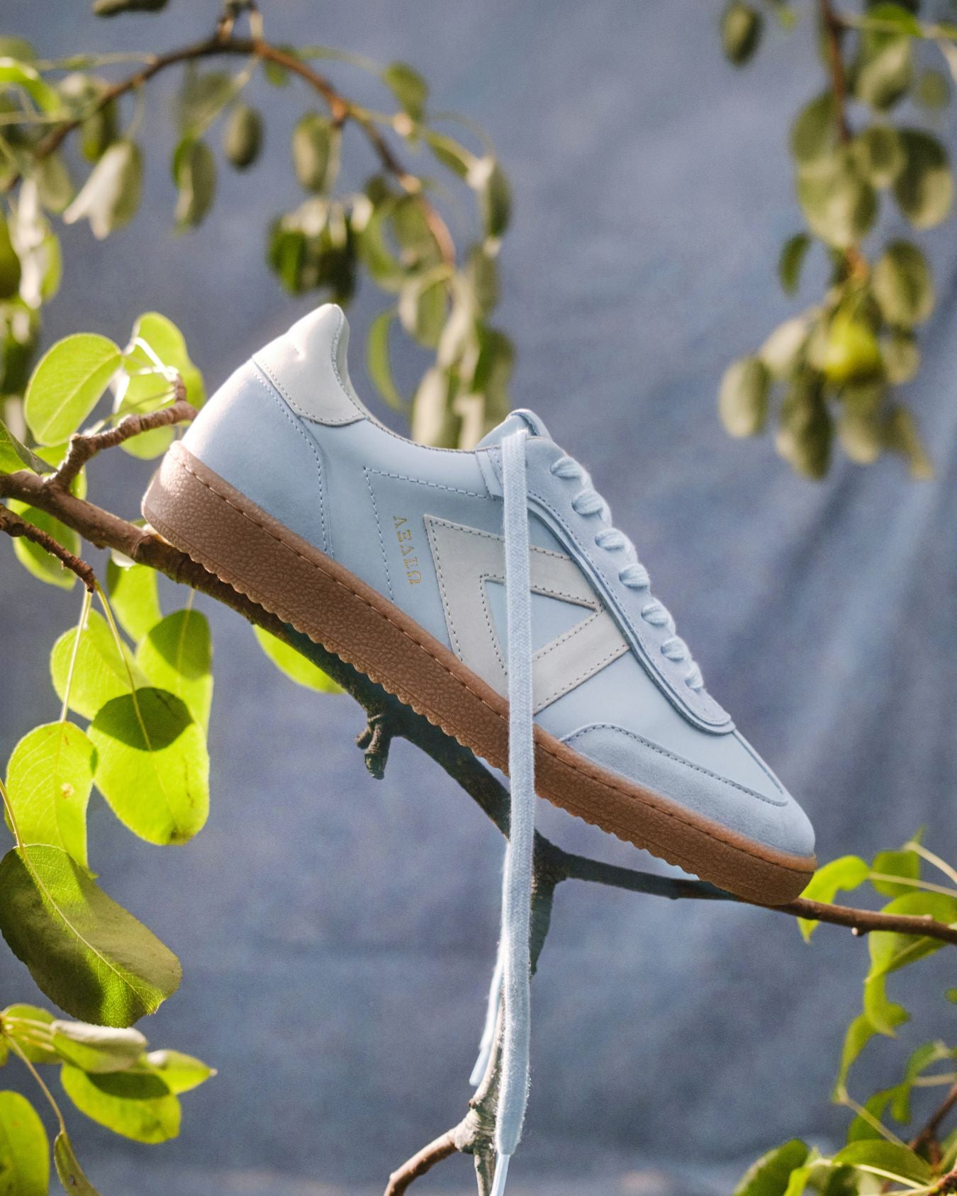 Hera Low Top Trainers - Sky Blue Leather & Taupe Nubuck Leather