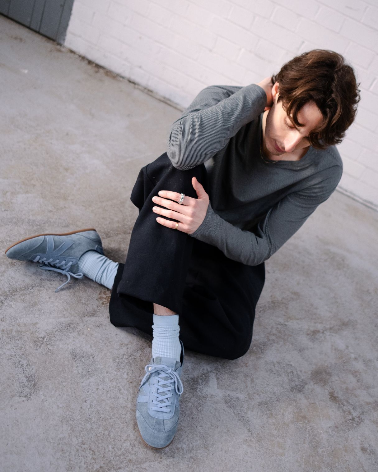 Iris Low Top Trainers - Denim Blue Suede & Leather