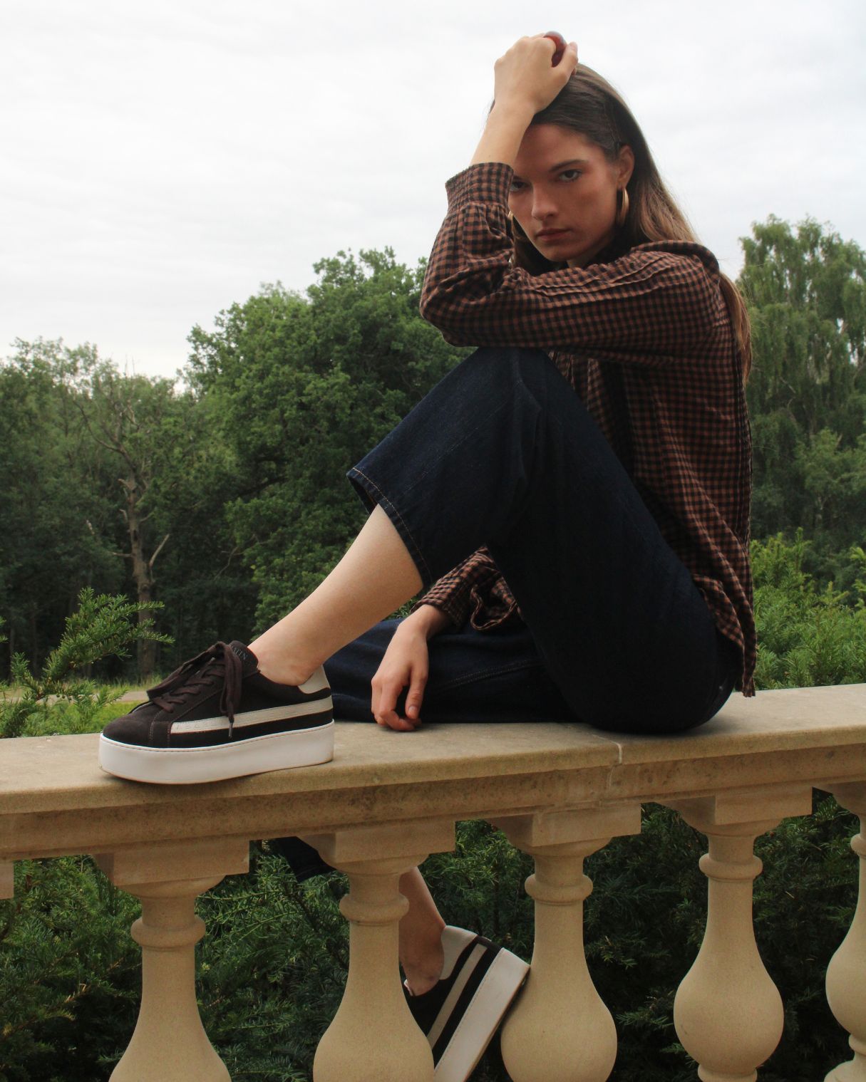 AW25 Limited Edition Gaia Platform Trainers - Chocolate Suede & Stone Pebbled Leather