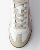 Leto Low Top Trainers - White Leather & Taupe Suede