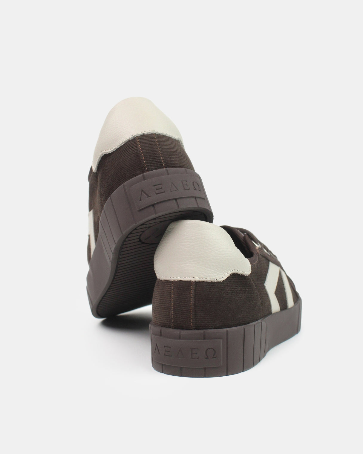 AW25 Limited Edition Helios Low Top Trainers - Chocolate Corduroy & Stone Pebbled Leather