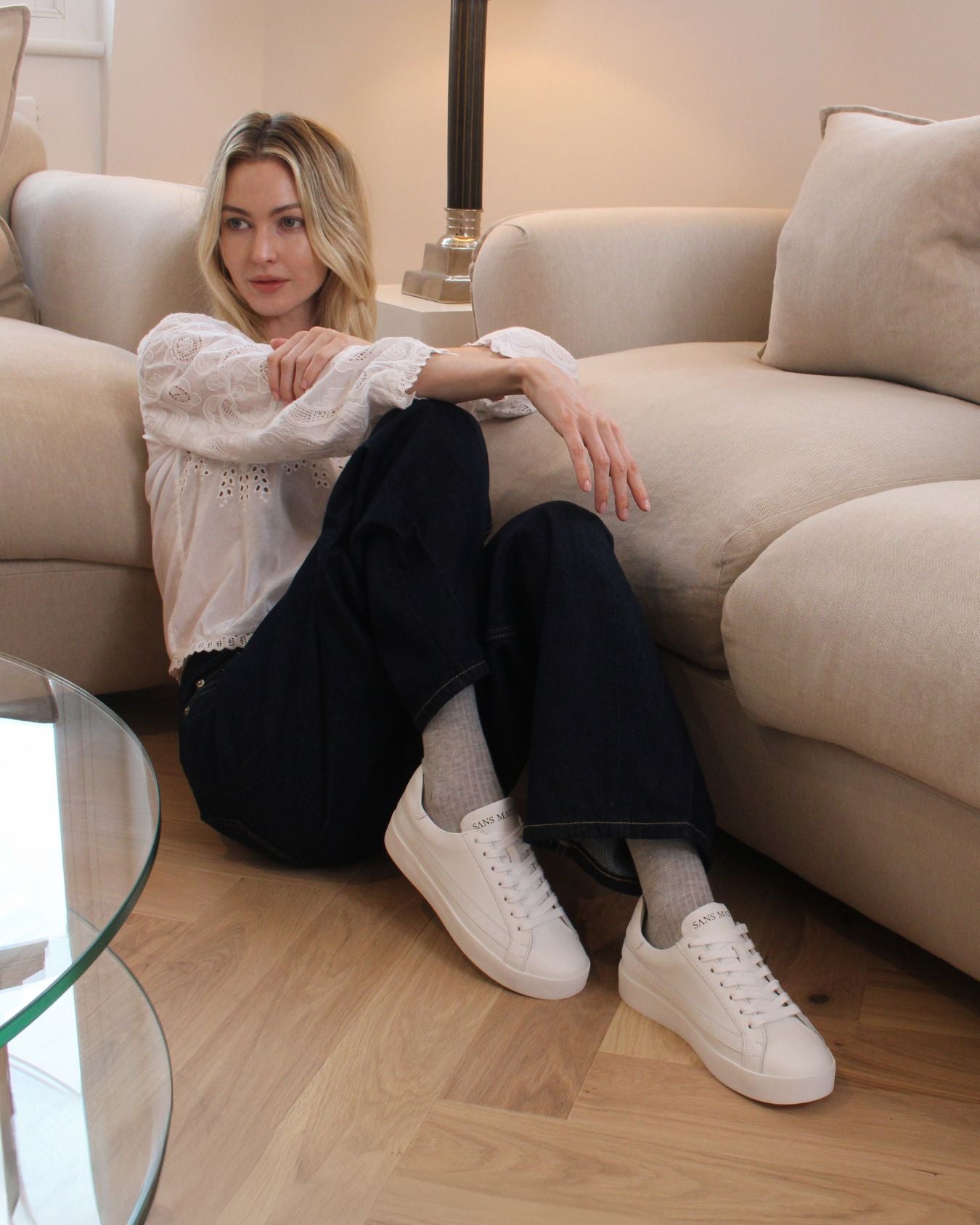 Olympus Low Top Trainers - White Leather