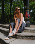 Hera Low Top Trainers - Stone Leather & Denim Blue Nubuck Leather