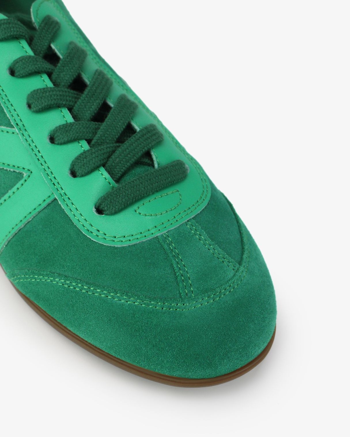 Iris Low Top Trainers - Jade Green Suede & Leather