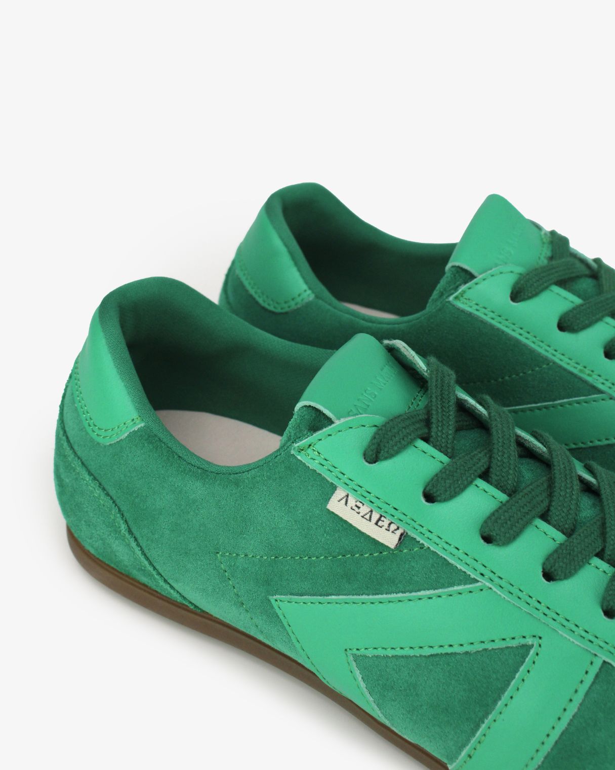 Iris Low Top Trainers - Jade Green Suede & Leather