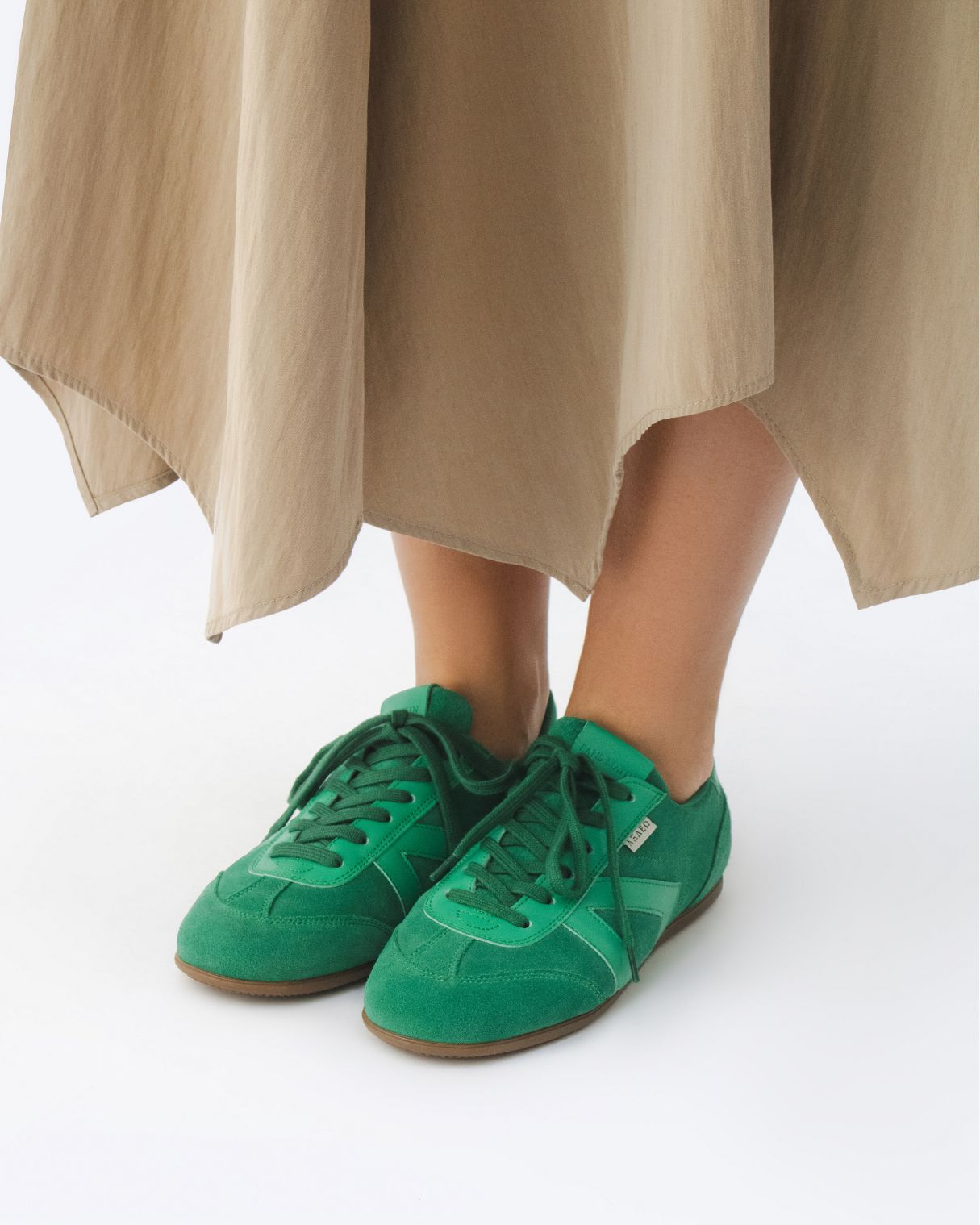 Iris Low Top Trainers - Jade Green Suede & Leather