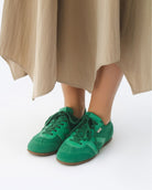 Iris Low Top Trainers - Jade Green Suede & Leather