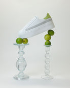 Gaia Platform Trainers - White, Grey & Lime Green Pebbled Leather