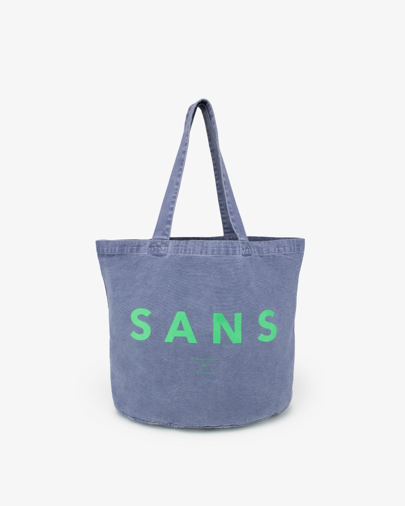 Sans Matin Tote Bag - Denim Blue Recycled Cotton & Jade Green Print