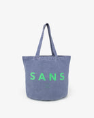 Sans Matin Tote Bag - Denim Blue Recycled Cotton & Jade Green Print