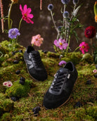 Iris Low Top Trainers - Black Suede & Leather