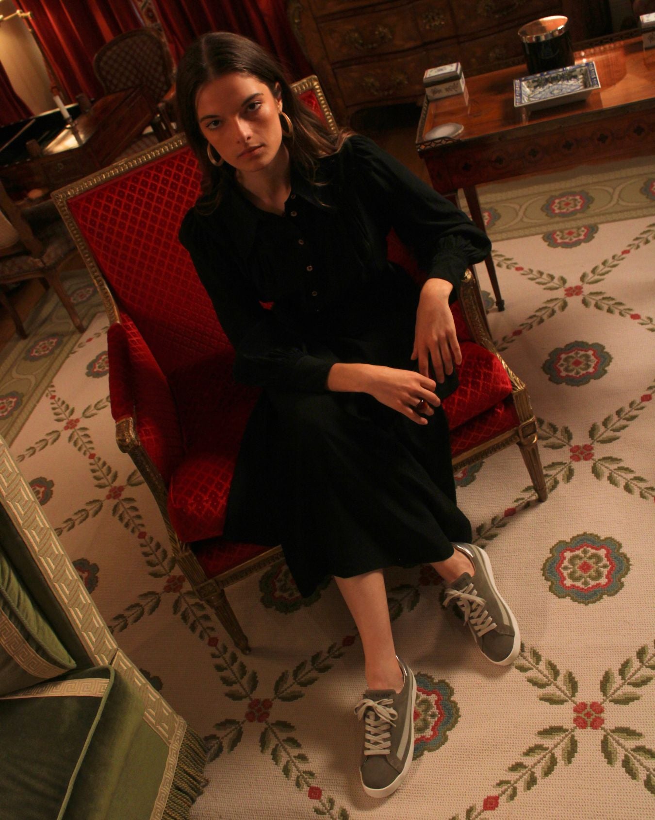 AW25 Limited Edition Olympus Low Top Trainers - Olive Green Suede & Silver Leather