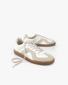 Leto Low Top Trainers - White Leather & Taupe Suede