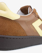 Hera Low Top Trainers - Tan Brown Leather, Suede & Butter Yellow Leather